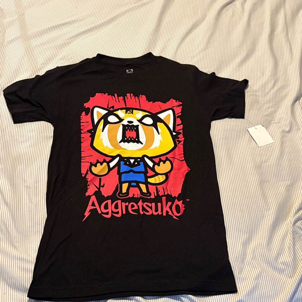 Aggretsuko Black T-Shirt with Red and Yellow Graphic